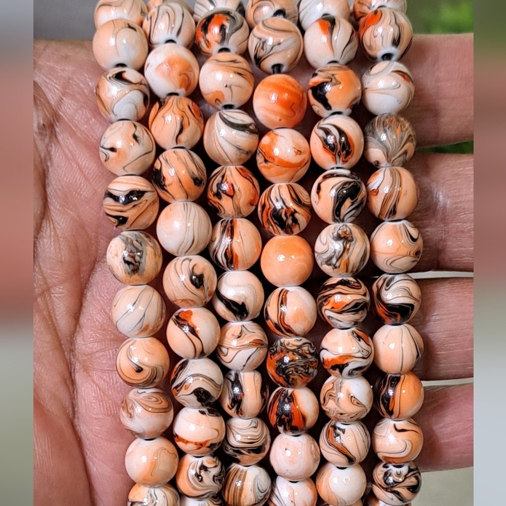 Stretch bracelets ( set of 6 ) Tan Orange Beige and Black New without tags. - Picture 4 of 5